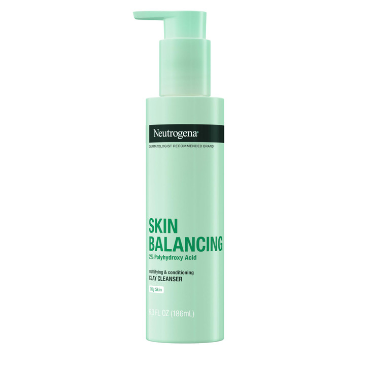 Neutrogena Skin Balancing Kaolin Clay Cleanser with 2 Polyhydroxy Acid PHA Mattifying Conditioning Face Wash for Oily Sk