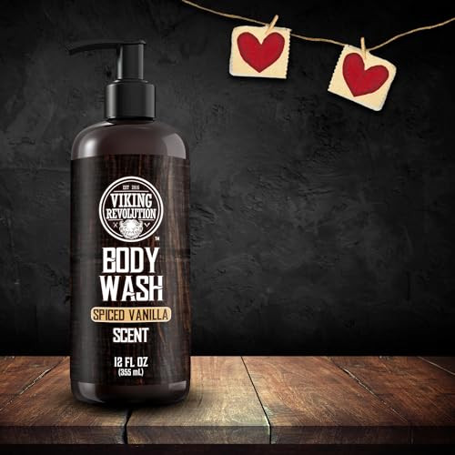 Viking Revolution Mens Body Wash Spiced Vanilla Mens Body Wash Mens Natural Body Wash for Men with Vitamin E and Rosemar