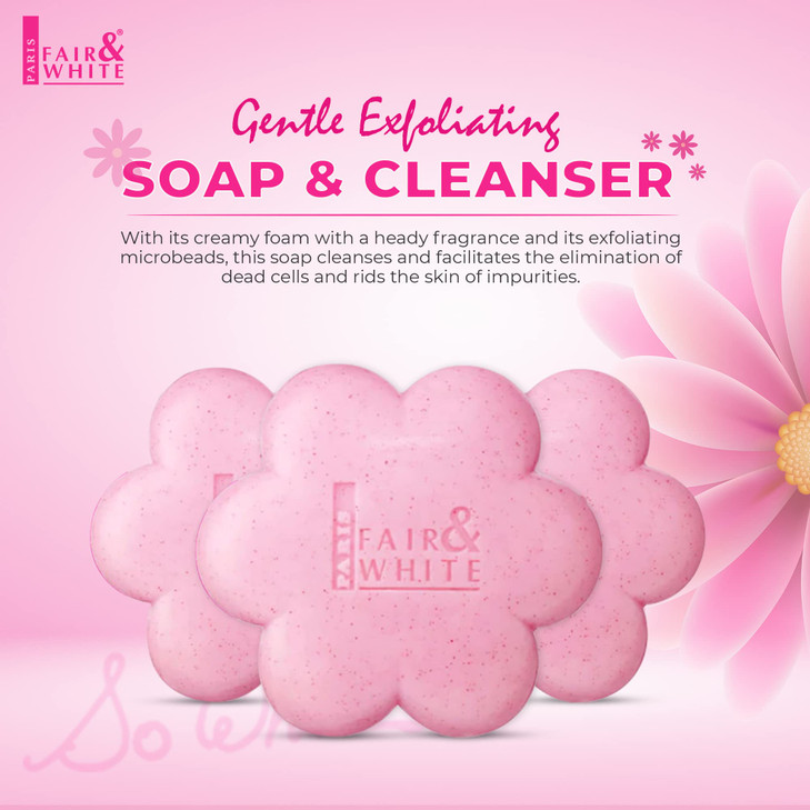 Fair White So White Skin Brightening Soap 200g 7 oz Exfoliating Soap Helps to Reduce Blemishes on Body Knees Underarms A