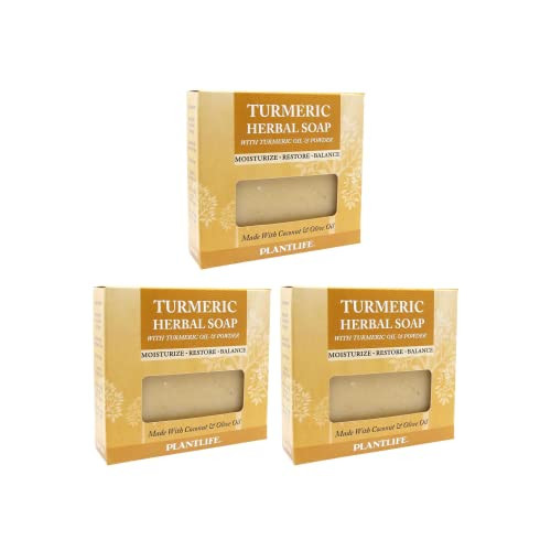 Plantlife Turmeric 3Pack Bar Soap Moisturizing and Soothing Soap for Your Skin Hand Crafted Using PlantBased Ingredients