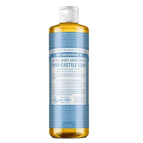 Dr Bronners UnScented Baby Mild PureCastile Liquid Soap 475ml Bottle