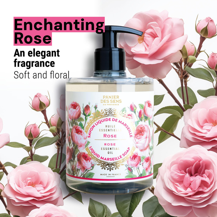 Panier des Sens Moisturizing Liquid Hand Soap Rose Floral Feminine Fragrance French Traditional Savon de Marseille Soap
