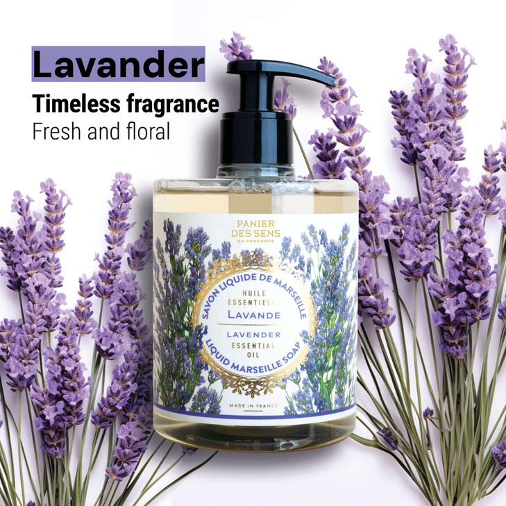 Panier des Sens Moisturizing Liquid Hand Soap Lavender Floral Fragrance French Soap with Coconut Oil Provence Marseille