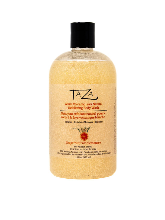 Taza Premium Natural White Volcanic Lava Exfoliating Body Wash 16 fl oz 473 ml For Soft Smooth Skin Contains White Volca