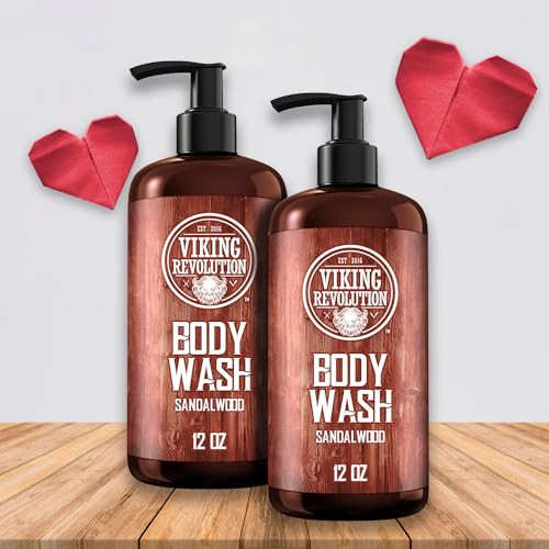 Viking Revolution Mens Body Wash Sandalwood Skin Cleaning Agent Mens Natural Body Wash with Vitamin E and Rosemary Oil S