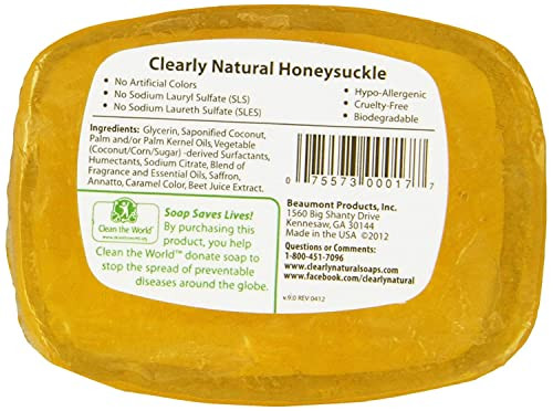 Clearly Natural Honeysuckle Glycerine Bar Soap 4 Ounce 6 per case6