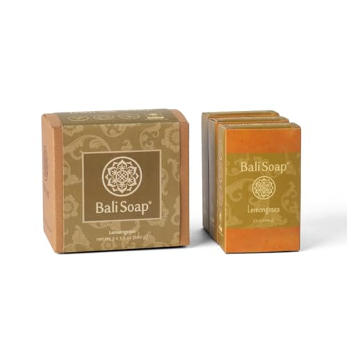 Bali Soap Lemongrass Natural Soap Bar for Men Women Vegan Handmade Exfoliating 6 Pack 35 Oz each