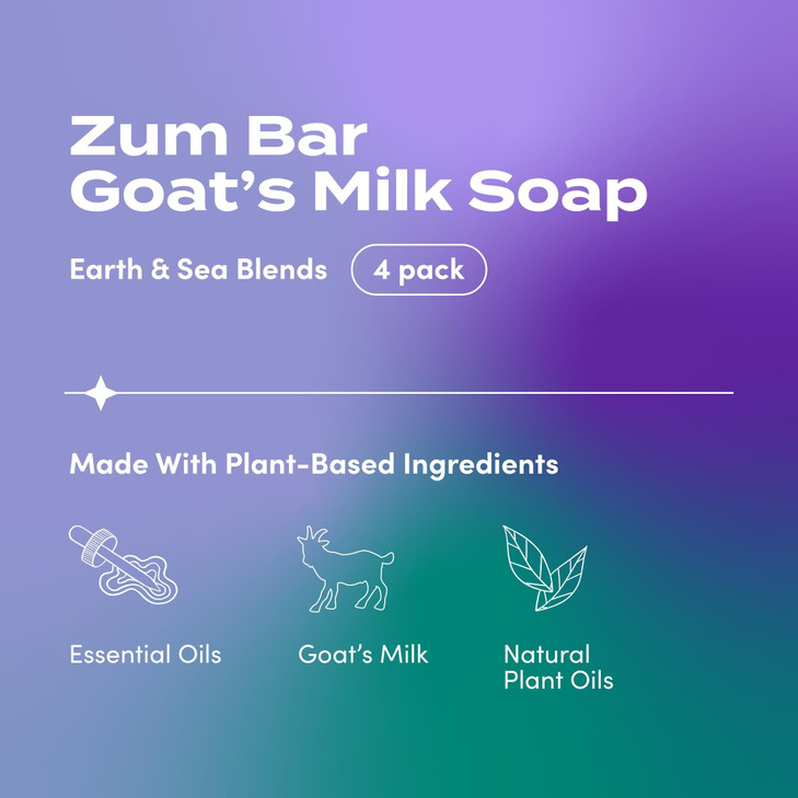 Indigo Wild Zum Goats Milk Soap Bar Bar Soap for Hands Body Made with Essential Oils 3 oz Earth Sea Blends 4 Pack