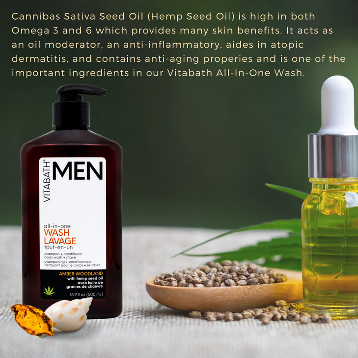 Vitabath Mens Amber Woodland AllInOne Body Wash Moisturizing Bath Shower All Over Refresh Hydrating Cleanser Shampoo Con