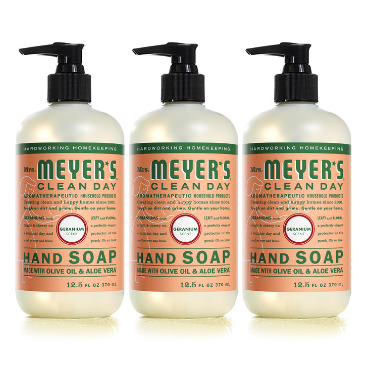 MRS MEYERS CLEAN DAY Hand Soap Made with Essential Oils Geranium 125 fl oz Pack of 3
