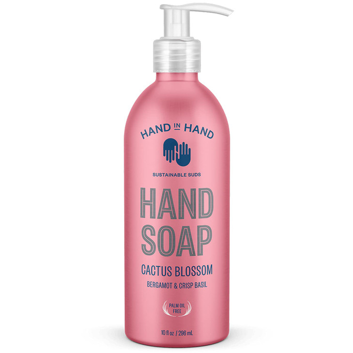 Hand in Hand Nourishing Liquid Hand Soap 10 Fl Oz Bergamot Crisp Basil Cactus Blossom Scent 4 Pack