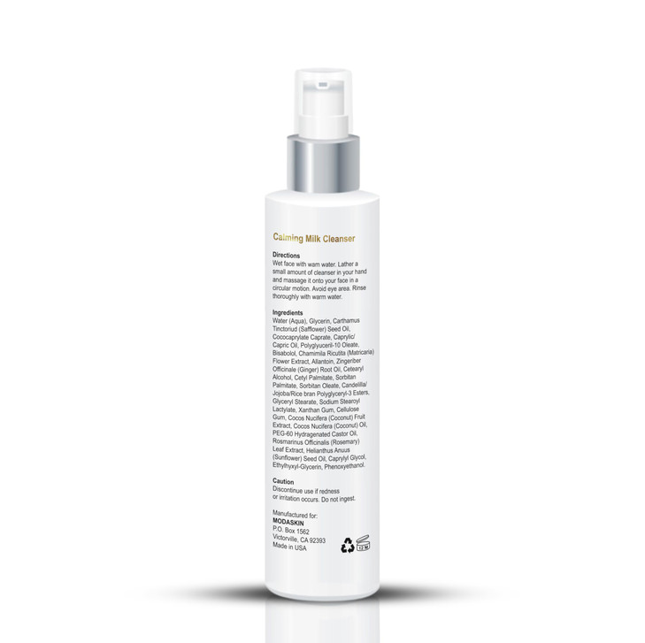 MODASKIN Calming Milk Facial Cleanser for all skin types with Chamomile Extract Antioxidant Coconut Oil that helps the S