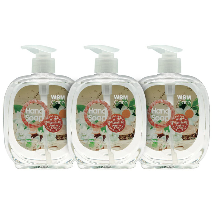 WBM Hand Wash Pack of 3 Himalayan Pink Salt Sandalwood Jasmine Cleans Protects Moisturizes Gentle Hand Soap for Daily Us