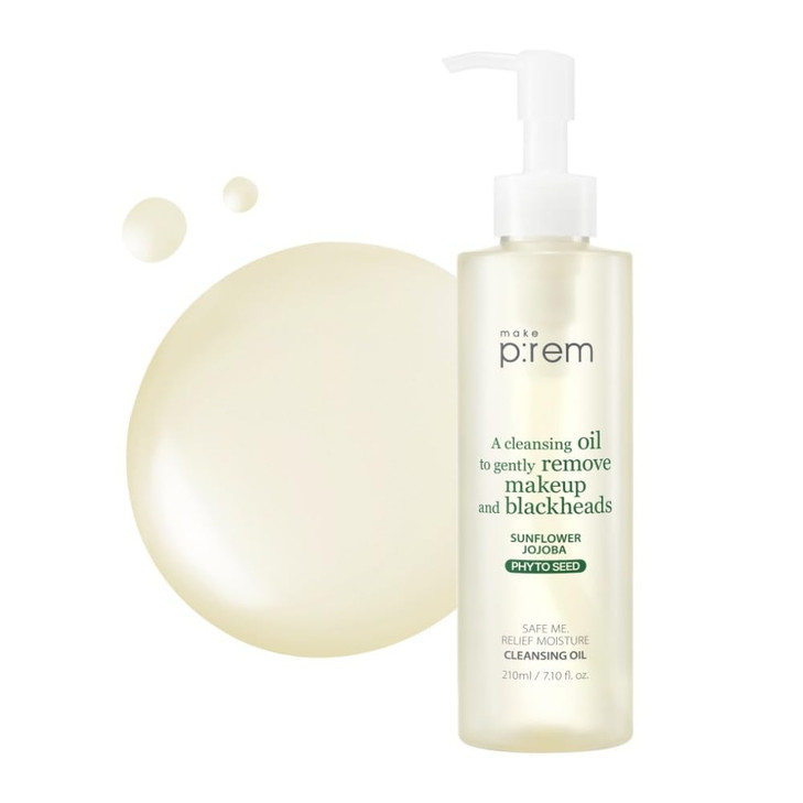 MAKE PREM Safe Me Relief Moisture Cleansing Oil Deep Pore Cleansing Makeup Remover for Oily Skin All Skin Types Gentle B