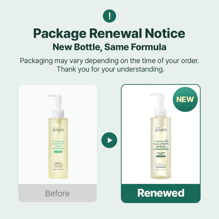 MAKE PREM Safe Me Relief Moisture Cleansing Oil Deep Pore Cleansing Makeup Remover for Oily Skin All Skin Types Gentle B
