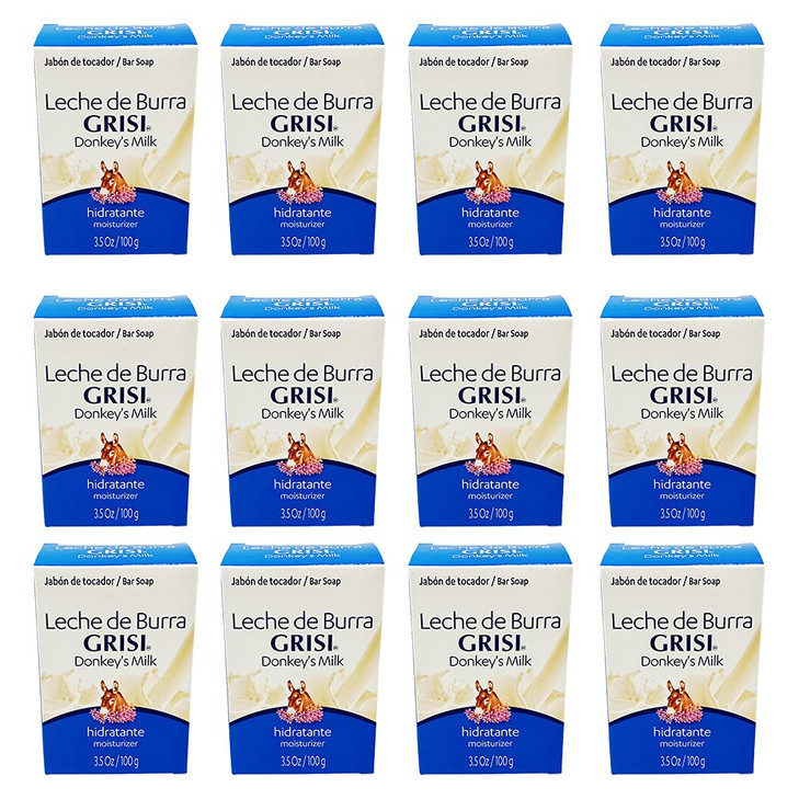 12pk Donkeys Milk Soap Jabon Leche de Burra Grisi 35 Oz X 12 Units by Grisi