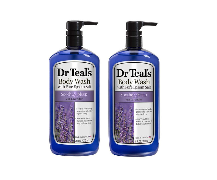 Dr Teals Lavender Body Wash Gift Set 2 Pack 24oz Ea Soothe Sleep Lavender with Essential Oils Blended with Pure Epsom Sa