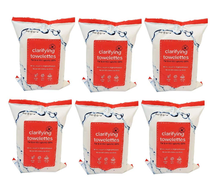NuPore Clarifying Towelettes for BlemishProne Skin 25 towelettes each 6pack