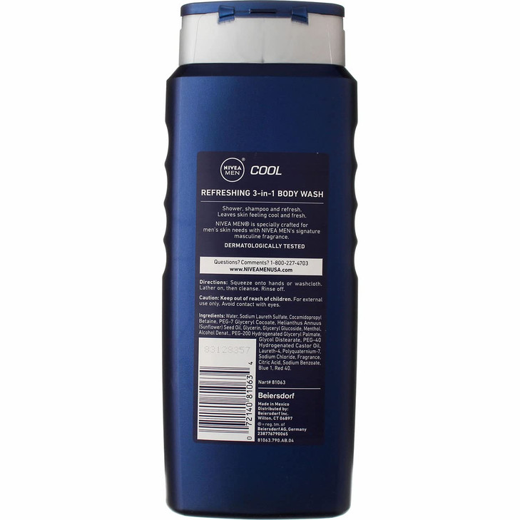Nivea Mens Body Wash Cool 169 Oz Value Pack of 2