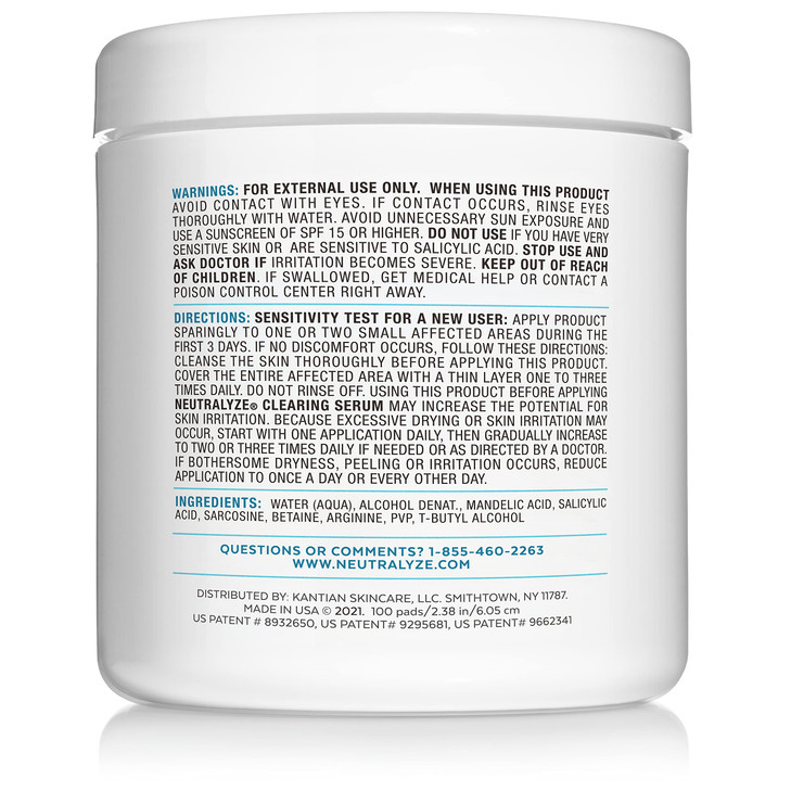 Neutralyze Exfoliating Acne Treatment Wipes Maximum Strength Textured Acne Pads with 2 Mandelic Acid 2 Salicylic Acid fo