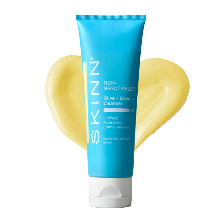 SKINN Daily Evening Face Wash MultiAction Cream Olive Enzyme Cleanser 4oz Facial Cream for Removing Makeup Impurities De