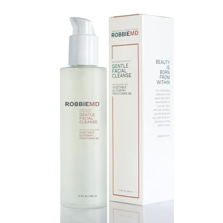 RobbieMD Gentle Facial Cleanse Gel Based Cleanser Plant Based Surfactants and Provitamin B5 67 oz200 ml