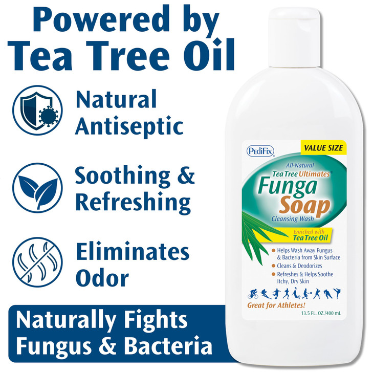 PediFix FungaSoap Tea Tree Cleansing Wash Antifungal Body Wash Foot Soap AllNatural Tea Tree Oil Cleanser for Athletes F