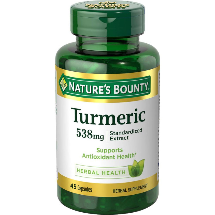 Nature's Bounty Turmeric Pills and Herbal Health Supplement, Supports, Antioxidant Health, 538mg, 45 Capsules