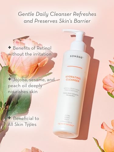 SONAGE Hydrating Facial Cleanser for All Skin Types Gentle Cream Face Wash Makeup Remover with Aloe Chamomile Vitamin E