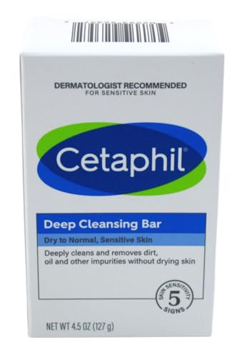 Cetaphil Bar Soap Deep Cleansing Face and Body Bar Pack of 6 For Dry to Normal Sensitive Skin Soap Free Hypoallergenic P