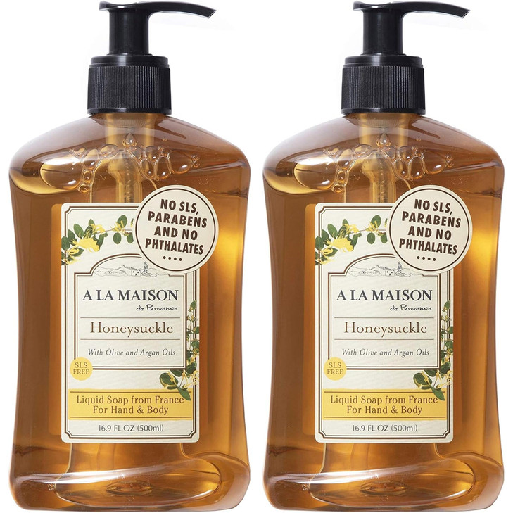 A LA MAISON Honeysuckle French Liquid Hand Soap Natural Hand Wash Made with Essential Oils Biodegradable PlantBased Vega