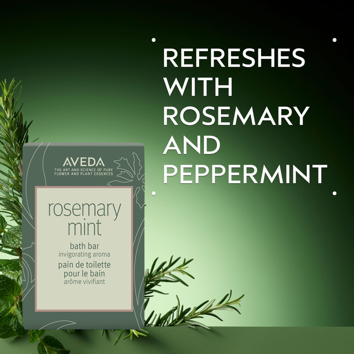 Aveda Rosemary Mint Bath Bar Soap with Invigorating Aroma of Certified Organic Peppermint Rosemary