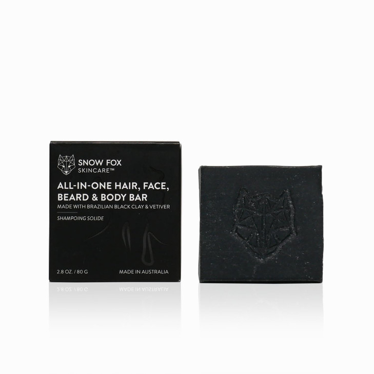 Snow Fox Skincare Allinone MultiUse Bar Sandalwood Scent 28oz Shampoo Conditioner Face Body Wash Natural Ingredients All