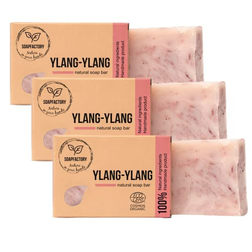 SoapFactory Organic Soap Bar with Ylang Ylang for Men and Women 100 Natural Facial Cleanser Body and Face Vegan Handmade