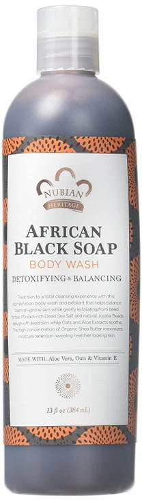 Nubian Heritage Body Wash African Blk Soap Tea Tree Oil Oats Aloe 13 Fl Oz pack of 2
