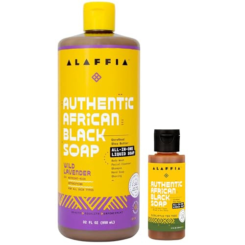 All In One Wild Lavender Authentic African Black Soap 32 Fl Oz