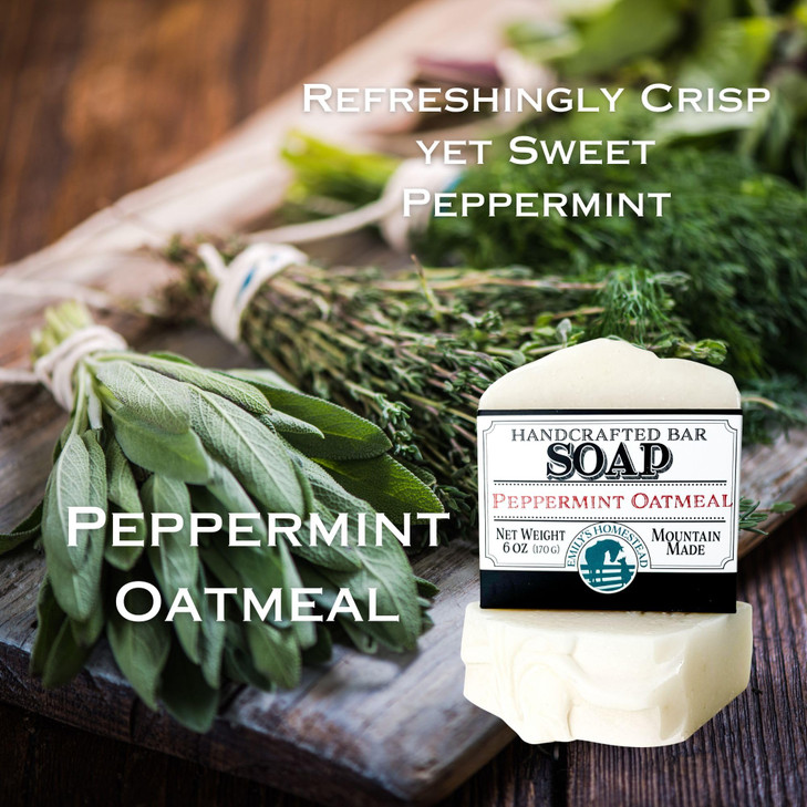 Emilys Homestead All Natural Bar Soap 3 Pack Peppermint Oatmeal