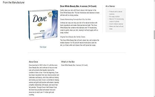 Dove White Cream Bar 475 Oz 135 Gr Pack of 12