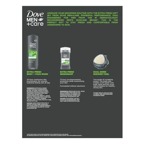 Dove Men Care Gift Set Dove Face Body Wash Dove Antiperspirant Refreshing Extra Fresh Scent Dove Active Clean DualSided