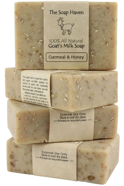 Oatmeal Soap 4 Oatmeal Honey Goat Milk Soap Bars Handmade in USA All Natural Unscented SLS Free No Parabens