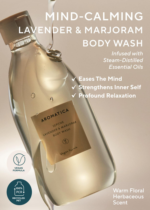 AROMATICA Serene Body Wash Lavender Marjoram 1014oz 300ml Vegan Daily InShower Wash Blended wNaturally Derived Scents