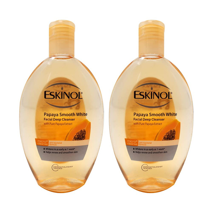 Lot of 2 Eskinol Naturals Papaya Facial Cleanser 76 Oz 225 ml Bottle
