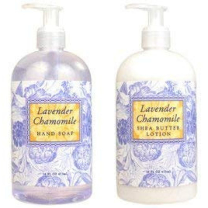 Greenwich Bay Trading Hand Soap Hand and Body Lotion 16 Ounce 2 pack Bundle Set Lavender Chamomile