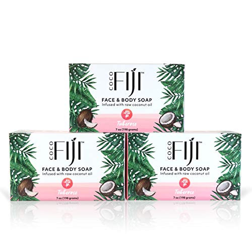Coco Fiji Soap Bar for Face and Body Infused With Organic Coconut Oil Tuberose Essential Oil Natural Soap for Moisturizi
