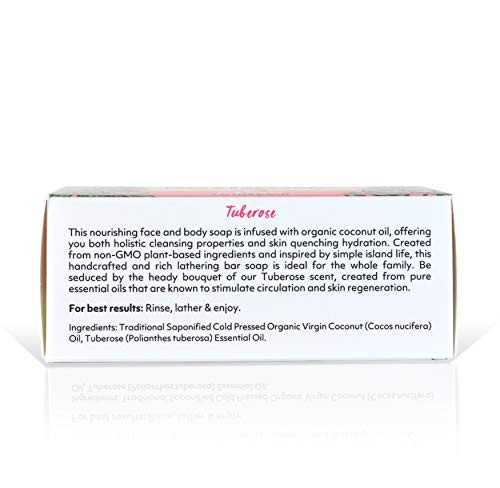 Coco Fiji Soap Bar for Face and Body Infused With Organic Coconut Oil Tuberose Essential Oil Natural Soap for Moisturizi