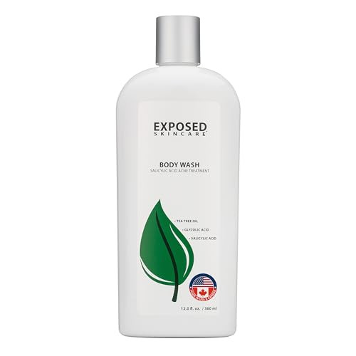 Exposed Skin Care Body Acne Wash with Salicylic Acid Glycolic Acid and Tea Tree Oil TriPowered Gentle Exfoliating Cleans