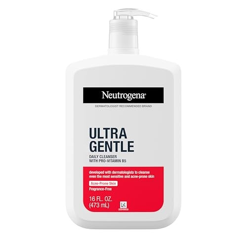 Neutrogena Ultra Gentle Daily Facial Cleanser with ProVitamin B5 for AcneProne Sensitive Skin Fragrance Dye Soap and Par