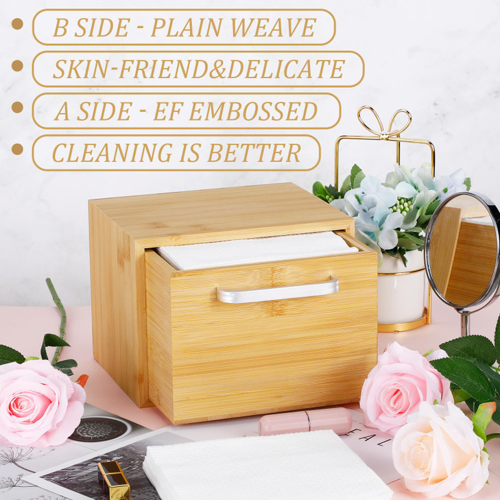 Beeveer Bamboo Box Towels XL 50 Disposable Face Towels Disposable Makeup Remover Dry Wipes for Skin Club Cleaning Skin C