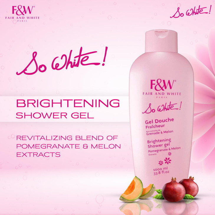 FAIR WHITE So White Refreshing Brightening Body Wash 1000ml 338 fl oz Daily Moisturizing Skin Shower Gel with Pomegranat