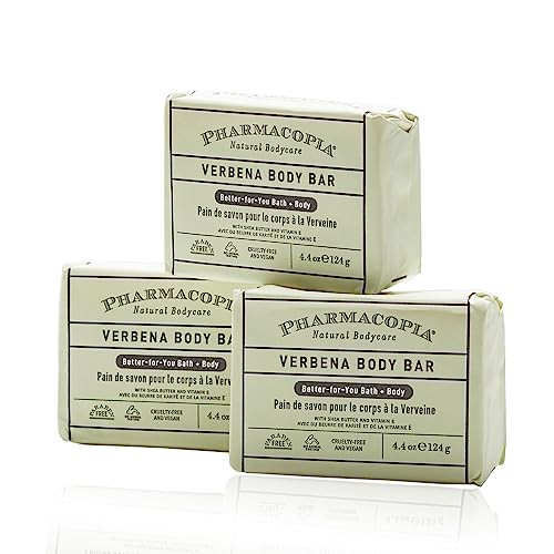 Pharmacopia Verbena Body Bar Aromatherapy CrueltyFree Vegan Natural Organic Soap with Moisturizing Shea Butter Verbena B